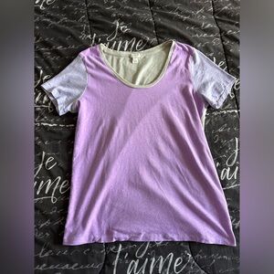 J.Crew Purple/Gray Colorblock Tee Shirt size small